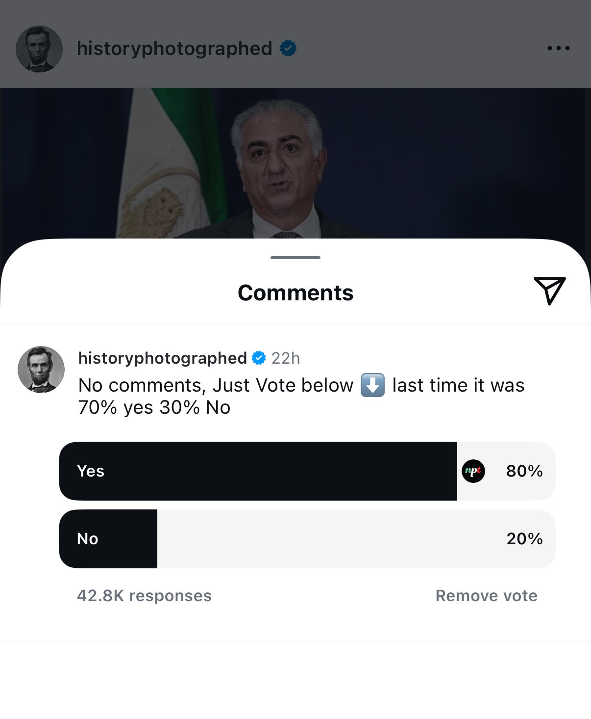 Updated poll results showing 80% Yes, 20% No