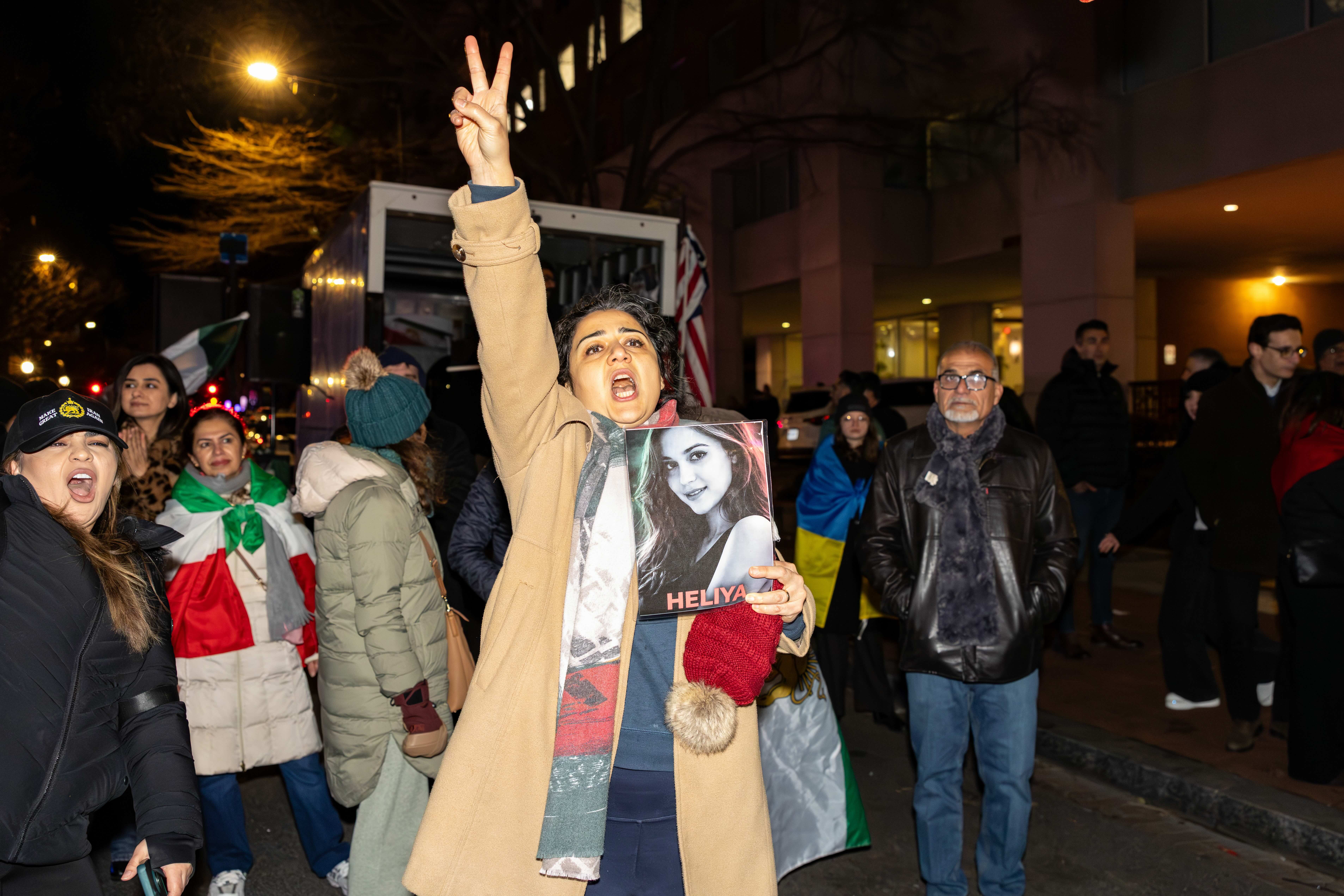 Gathering outside the Iranian Interests Section in Washington D.C.