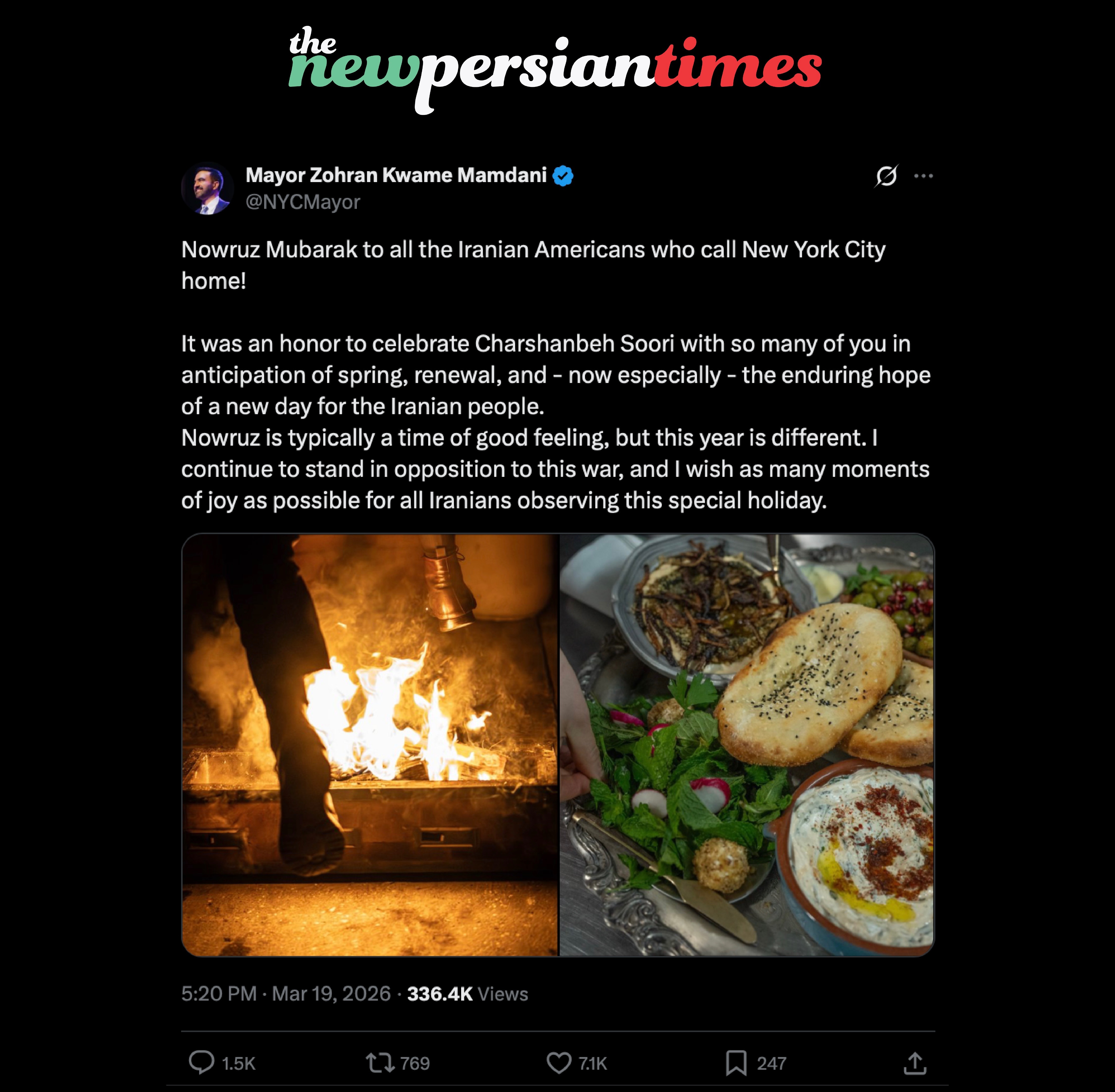 NYC Mayor Zohran Mamdani at Chaharshanbe Soori in Brooklyn